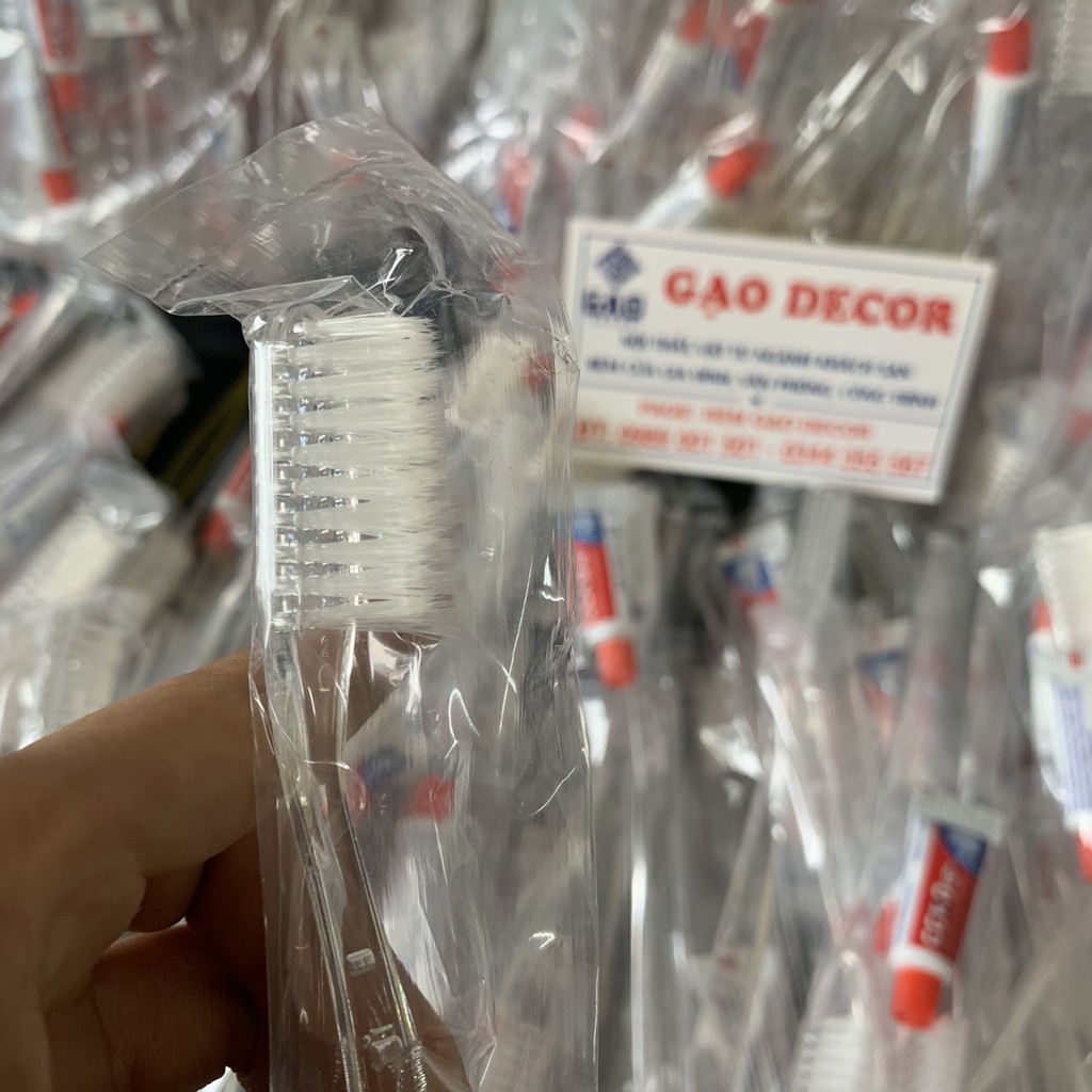Bàn chải kèm kem đánh răng cho nhà nghỉ khách sạn , túi 100 cái