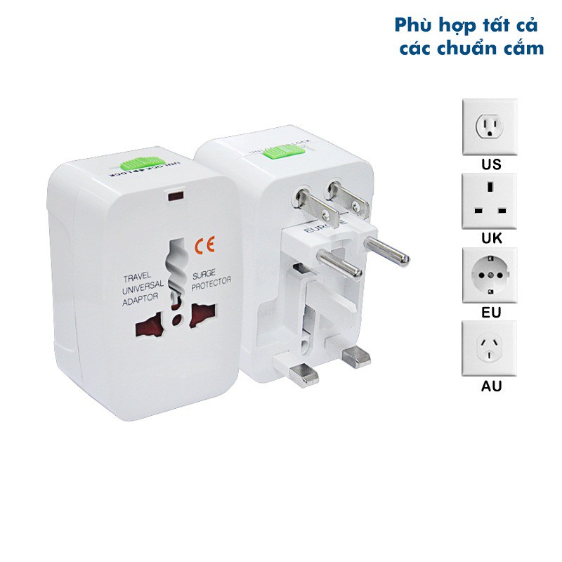 Ổ cắm điện du lịch Honeys ECO-TV1, ổ chuyển đổi jack cắm đa năng tiện dụng kiểu dáng xếp gọn gàng