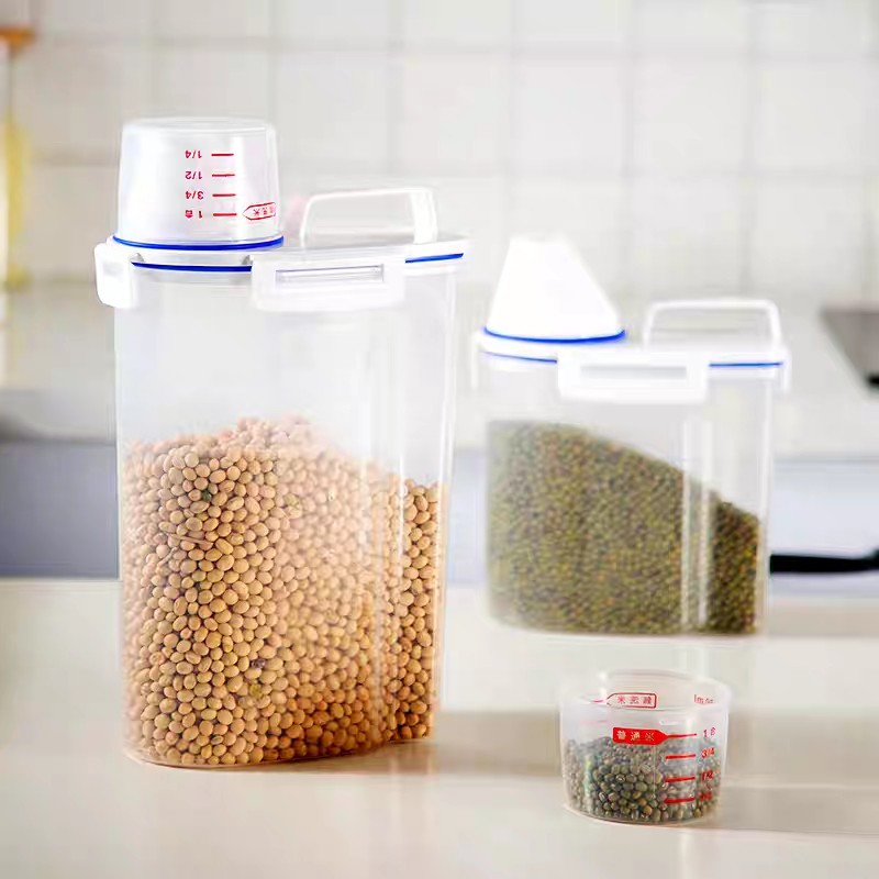 PVN14766 Hộp nhựa đựng đồ khô ngũ cốc, thùng gạo 2kg có miệng vòi rót T2 .