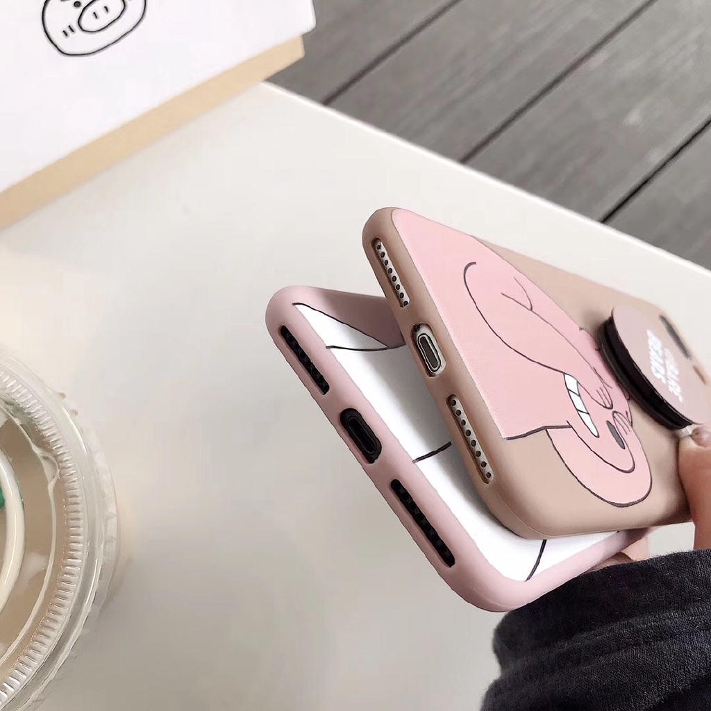 Ốp lưng Redmi Note 9 9s 8 7 6 6A 5 5A 4 4X S2 Pro Plus Xiaomi MI A1 A2 Lite Cute Bear Soft Case Cover+Stand