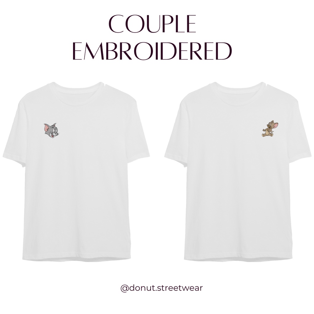 Áo thun thêu cotton unisex Couple T&J
