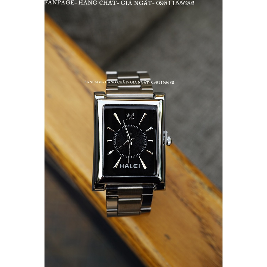 [Mã BLK2 Giảm 5% đơn 199k] Đồng Hồ Nam Mặt Chữ Nhật Halei Dây Thép Chống Gỉ Chống Xước Đồng Hồ Kim Chống Nước | BigBuy360 - bigbuy360.vn