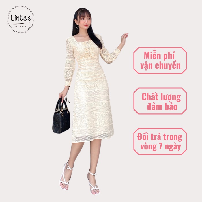 Đầm Công Sở Ren 2 Lớp, Váy Xinh Cao Cấp Form Đẹp Sang Trọng Thời Trang Nữ Lintee