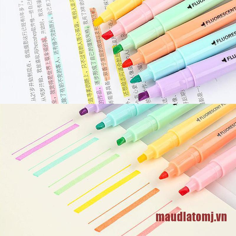 ATOMJ 6pcs Candy Color Double Head Highlighter Pen Stationery Marker Office S