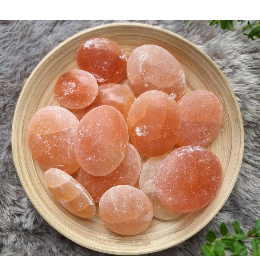Đá thanh tẩy Selenite Cam (Orange Selenite) khuếch đại năng lượng dùng trong Tarot, Reiki, phong thủy, thiền định