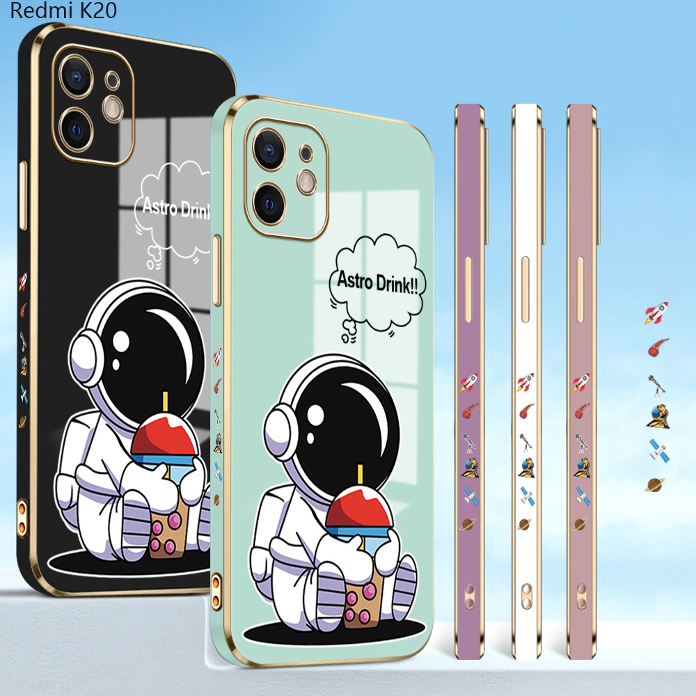 Xiaomi Redmi K20 K30 K40 K50 Gaming Pro For Phone Case Soft Casing Silicone Cartoon Cute Astronaut Electroplating Full Cover Shockproof TPU Cases