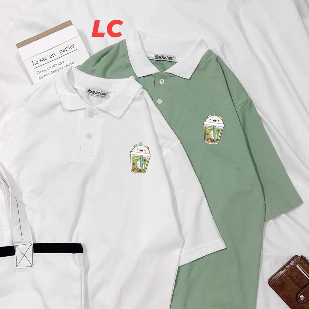 [Ảnh Thật] Áo thun tay lỡ Trà sữa áo phông tay lỡ cổ bẻ unisex nam nữ form rộng oversize basic tee phong cách Ulzzang