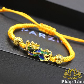 Vòng Tay Chỉ Rút May Mắn Mix Tỳ Hưu 3D Đổi Màu 2 Quả Cầu Tài Lộc, Bình An - Tâm Phong Thủy