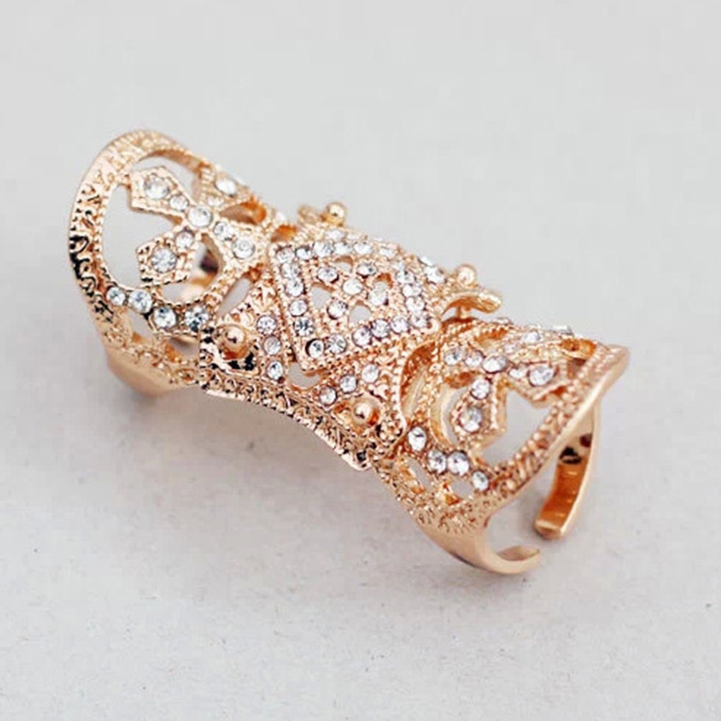 Nhẫn mạ vàng/bạc có hình Thánh giá đính hạt lấp lánh thiết kế cá tính