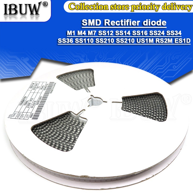 Set 2000 Đi Ốt Chỉnh Lưu SMA M1 M4 M7 SS12 SS14 SS16 SS24 SS34 SS36 SS110 SS210 SS210 US1M RS2M ES1D DO-214AC Showteky Diode