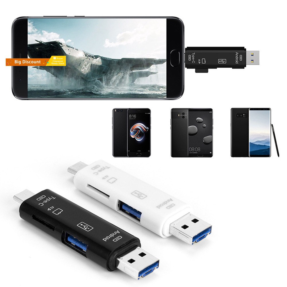 Đầu Đọc Thẻ Nhớ 3 Trong 1 Otg Type-C Usb 2.0 Micro-Usb Tf Micro-Sd Tốc Độ Cao