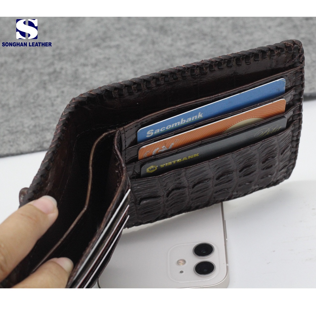 Ví Nam Ngang Gù Gai Lưng Hai Mặt Songhan Leather WL98.Bóp Da Nam Gập Đôi Cao Cấp.BH 12 Tháng