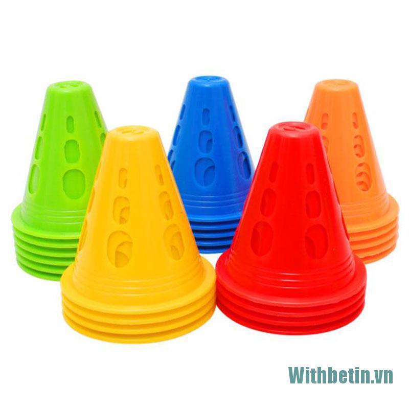 【Withbetin】10Pcs/Lot Sport Football Soccer Rugby Training Cone Cylinder Outdoor Football