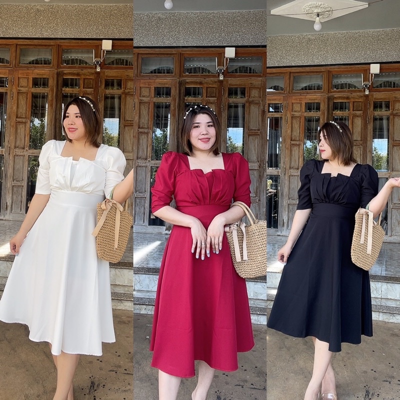 Đầm dự tiệc thiết kế cổ vuông Bigsize 60-90kg