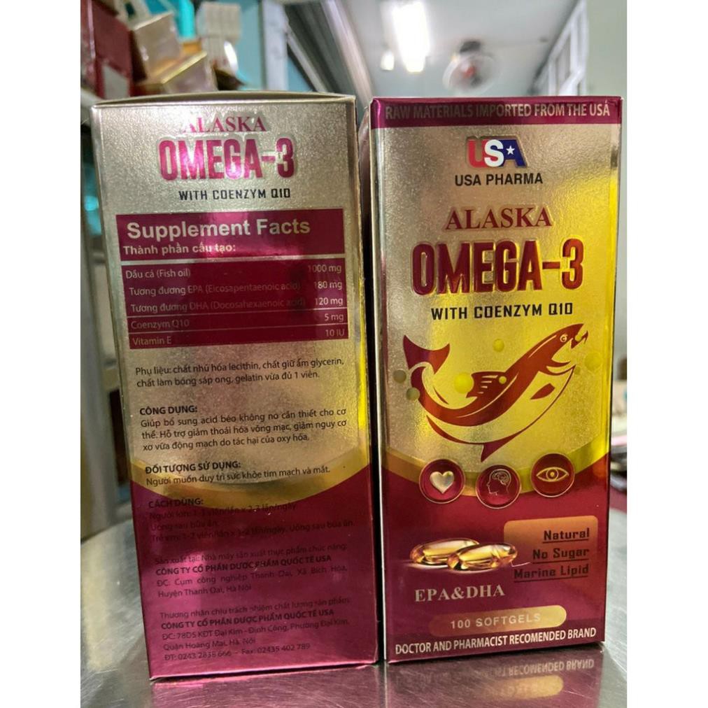 Dầu Cá Alaska Omega 3 (100 viên) - Bổ Não, Tăng Cường Thị Lực, Giảm Nguy Cơ Mắc Bệnh Tim Mạch