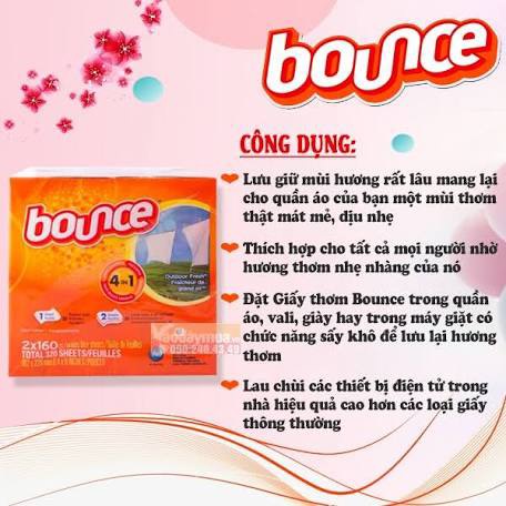 Giấy Thơm Quần Áo Bounce Của Mỹ 160 Tờ