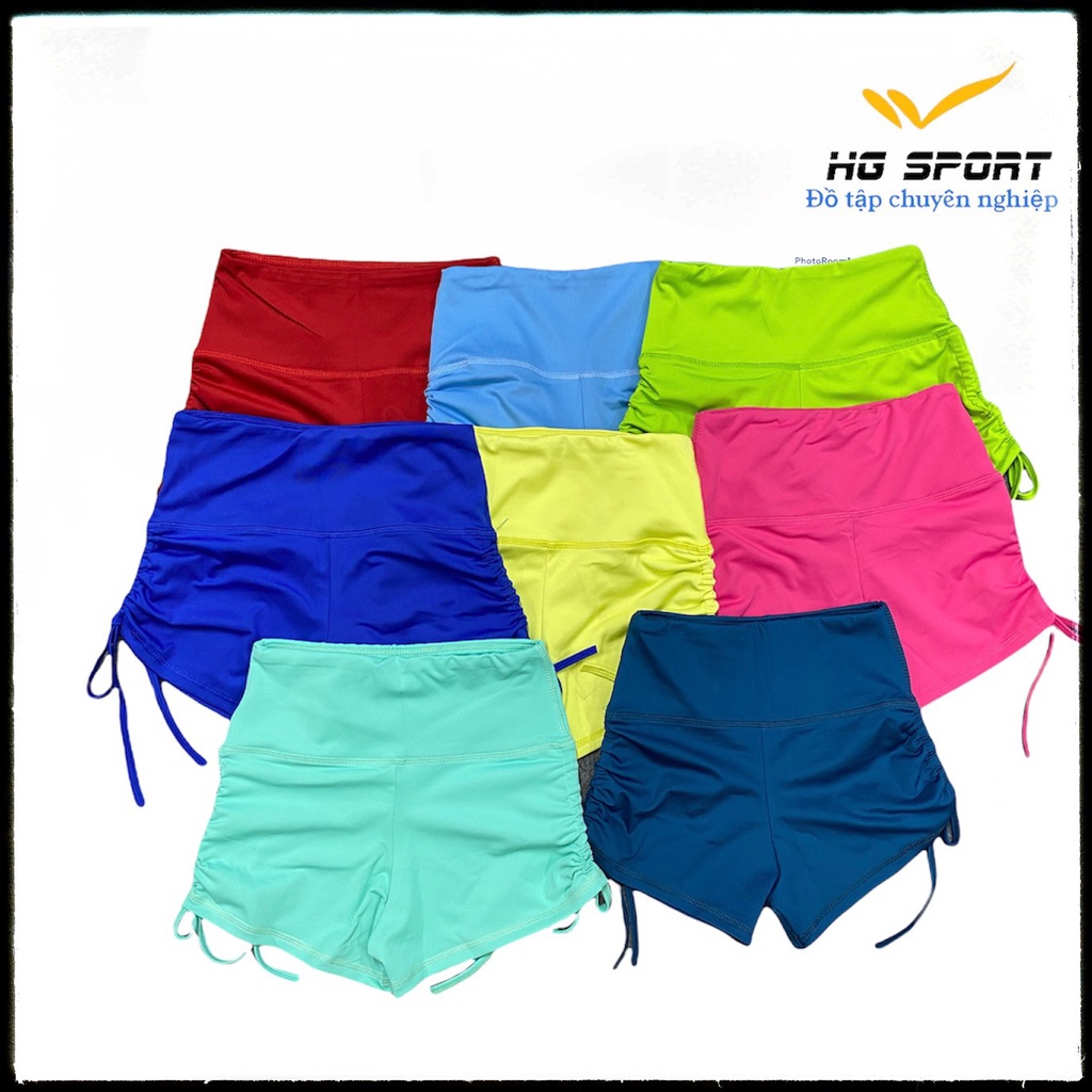 Quần Đùi Tập gym nữ, Quần Tập Thể thao, Aerobic Lưng Cao Dây Rút QDR02