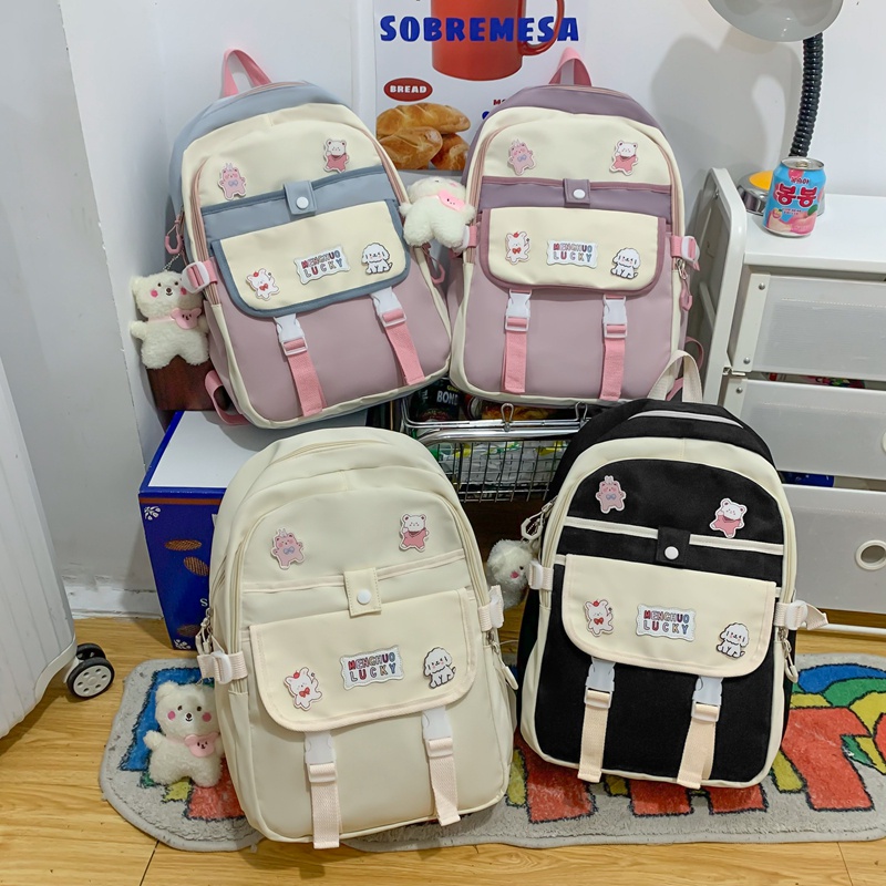 Ba lô đi học PRETTYZYS sức chứa lớn 14inch phong cách Hàn Quốc 2022 dành cho nữ tuổi teen