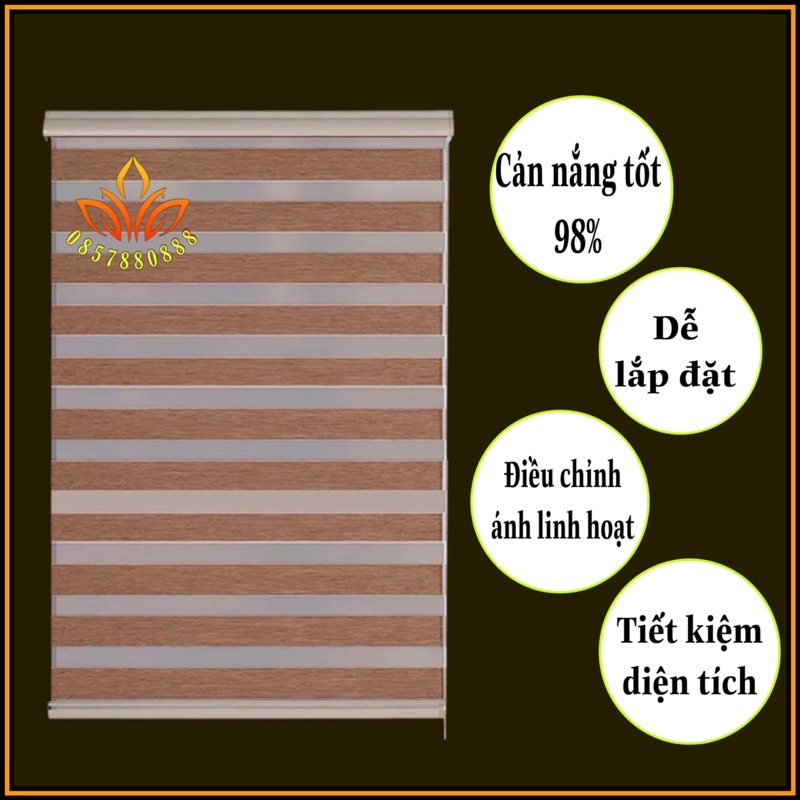 [ Rèm Cầu vồng Hàn Quốc KB-2 ] Rèm cầu vồng màu nâu cản sáng, rèm cuốn cửa sổ nhận làm theo kích thước lấy ngay