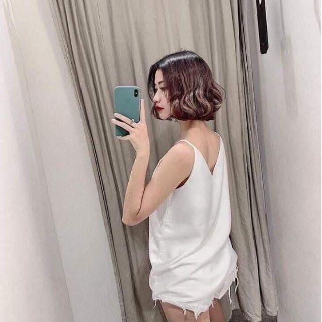 Áo lụa hai dây cổ tim sịn sò | BigBuy360 - bigbuy360.vn