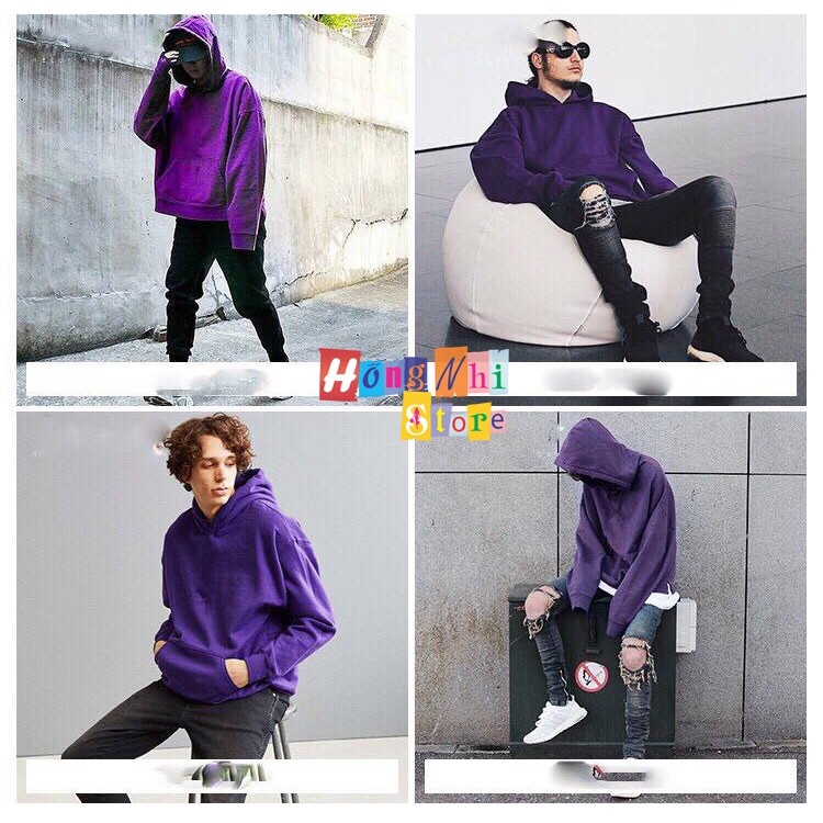 Áo Hoodie Trơn Màu Tím Đậm Cao Cấp Dáng Rộng Unisex Nam Nữ Mặc Được - MM | BigBuy360 - bigbuy360.vn