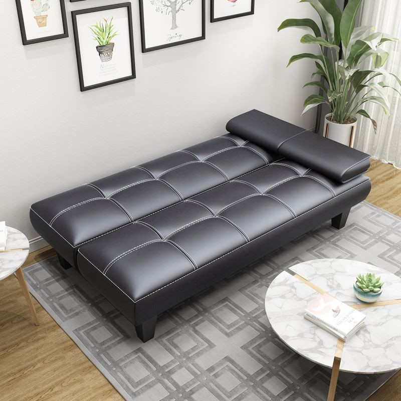 Ghế sofa da đơn giản đa chức năng giường đôi phòng khách căn hộ nhỏ có thể gấp lại lười ba văn gác chân