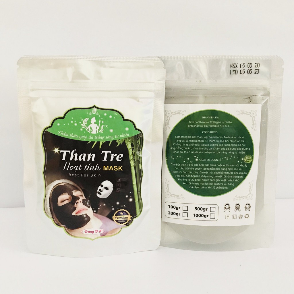 Bột đắp mặt nạ than tre hoạt tính gói 100g, mặt nạ than tre hoạt tính lột mụn - MTT