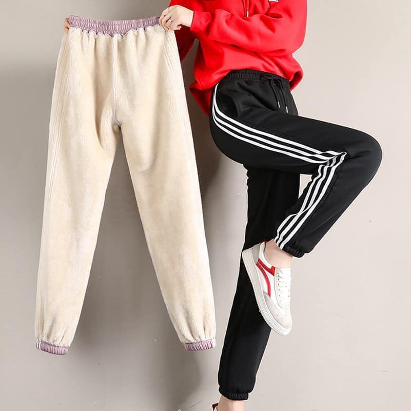 Quần legging nữ Jogger lót lông cừu siêu ấm cho nữ hàng Quảng Châu cao cấp