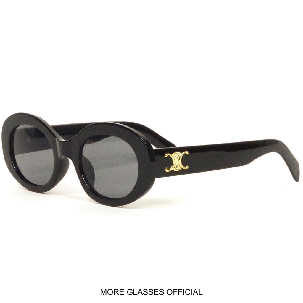 Kính mát gọng hình tròn màu đen tròng màu đen chống UV 400 ảnh thật