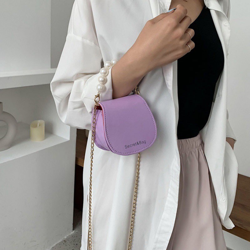 Túi Xách Nữ Túi Xách Dây Xích Đeo Vai Đính Ngọc Trai Nhân Tạo Phong Cách Hàn Quốc