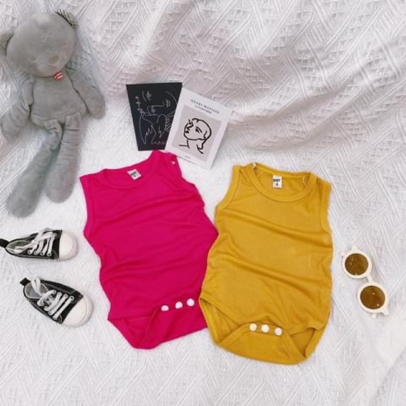 Bộ body chip Sát nách chất Tăm Lạnh siêu mềm mát bodysuit đồ liền thân quần áo sơ sinh cho bé 0-12M