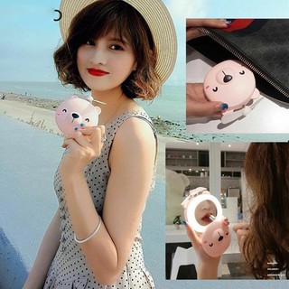 AN [Mã ELHA22 giảm 5% đơn 300K] Quạt tích điện heo gương mini cầm tay 3 in 1 đèn Led fan hình con heo dễ thương tiện lợi