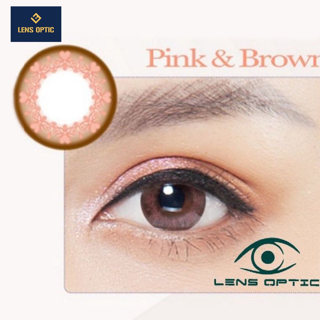 Kính áp tròng 1 tháng SEED có màu Pink Brown có độ cho mắt cận - Lens Optic