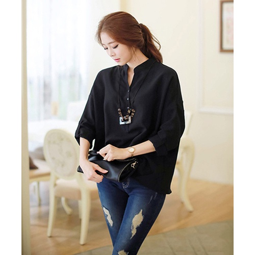 Áo sơ mi dáng rộng nữ nam trơn Basic Unisex Dài Tay trắng đen chất cotton lụa - MACboutique