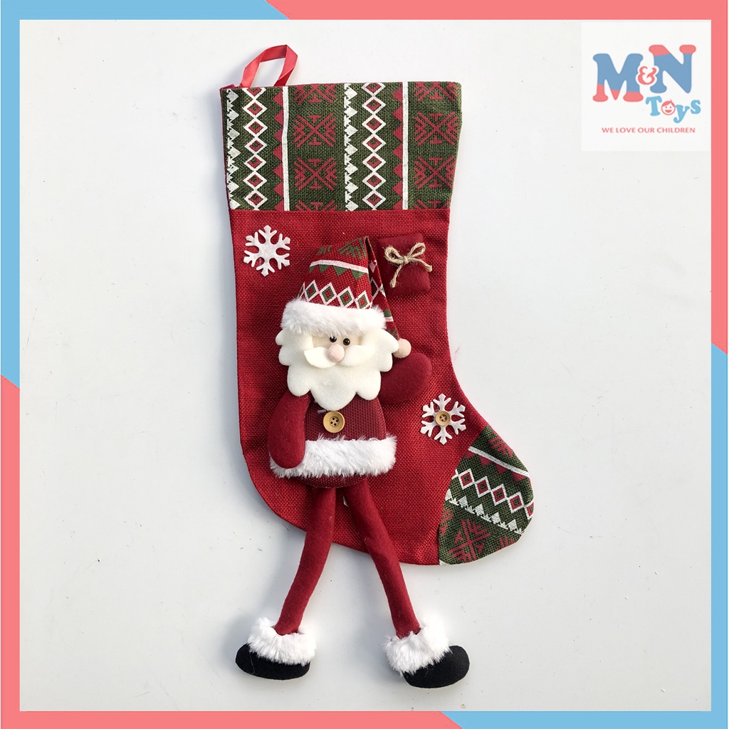 Vớ (tất) đựng quà ông già Noel chân dài trang trí Giáng Sinh cỡ lớn 52cm