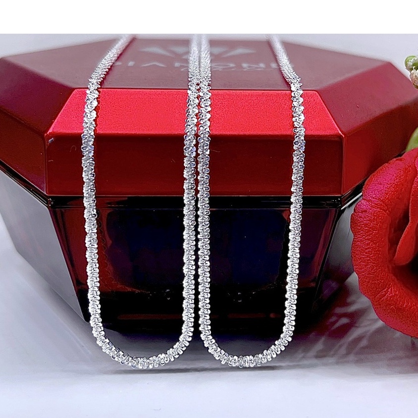 Dây chuyền xù bông nhẹ nhàng bạc thật