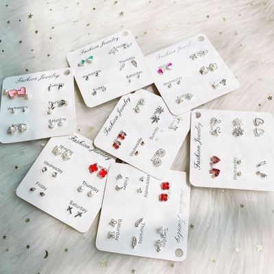 Set 6 hoặc 7 khuyên tai/bông tất cả các ngày trong tuần xinh xắn