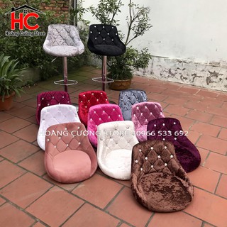 Ghế Quầy Bar Nỉ Nhung - Ghế Make up Nỉ Đính Đá Giá Rẻ