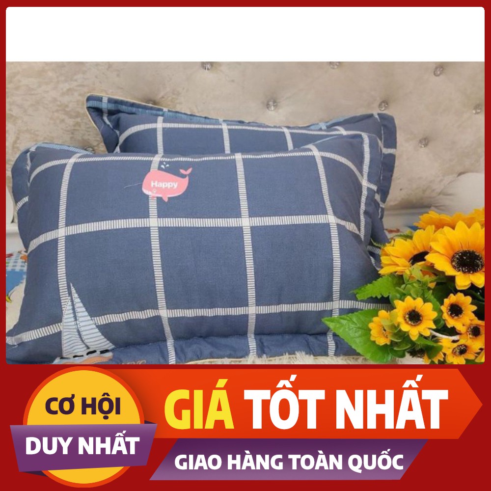 Đôi vỏ gối đầu cotton Hàn Quốc loại dày đẹp có lót bông - kích thước 45cmx65cm