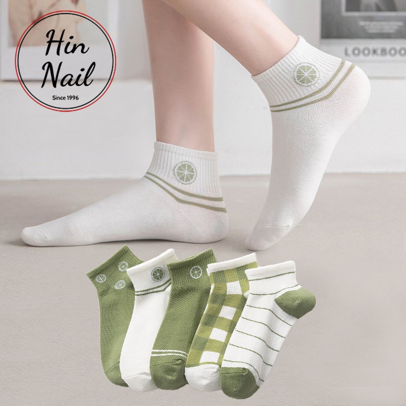 Set 5 đôi tất nữ hàn quốc vớ nữ cổ ngắn cổ dài chất liệu cotton