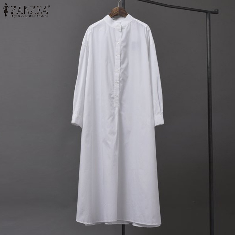 Đầm maxi ZANZEA dài tay cổ đứng gài nút thời trang cho nữ