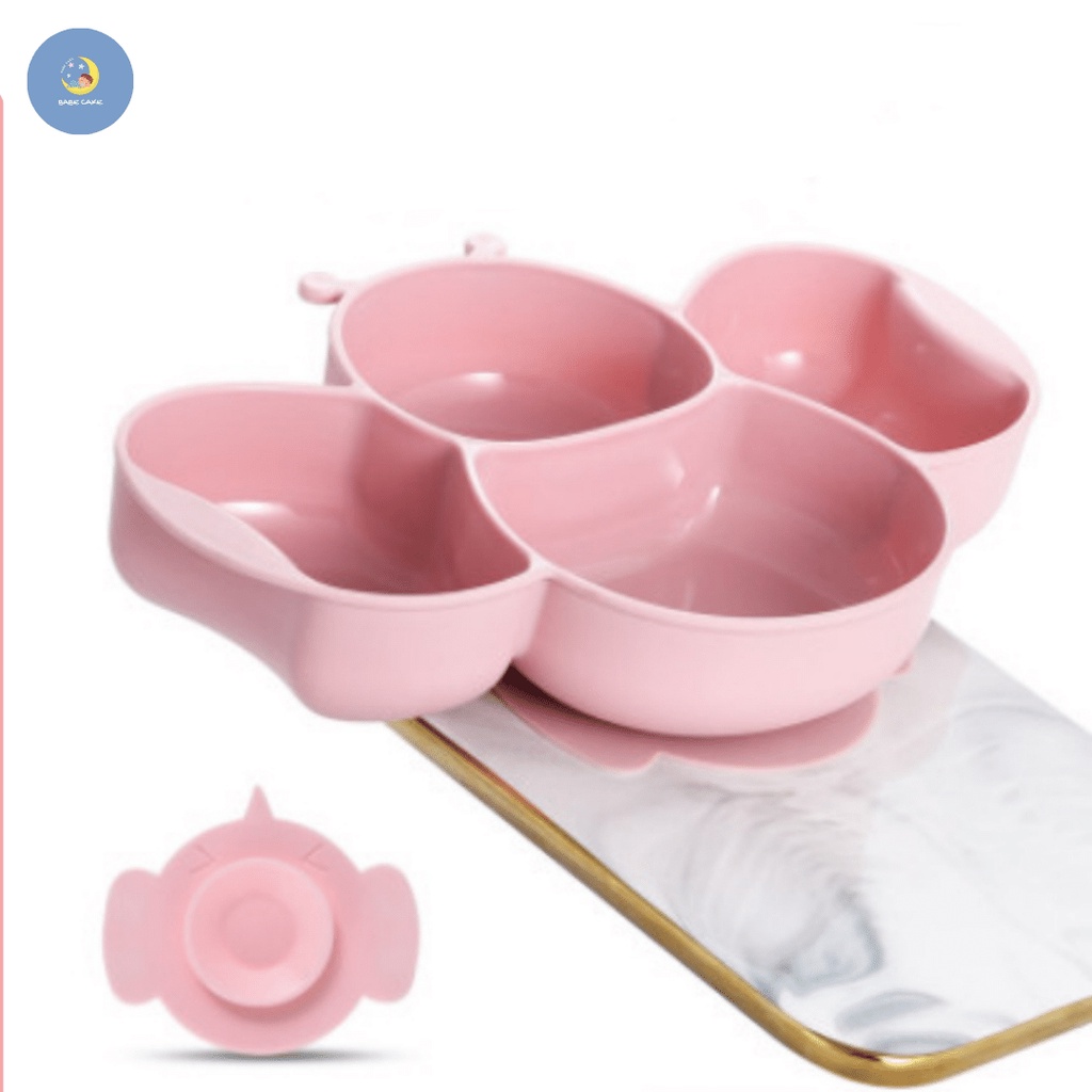 Khay ăn dặm 4 ngăn hình con ong có đế chống trượt Cho bé