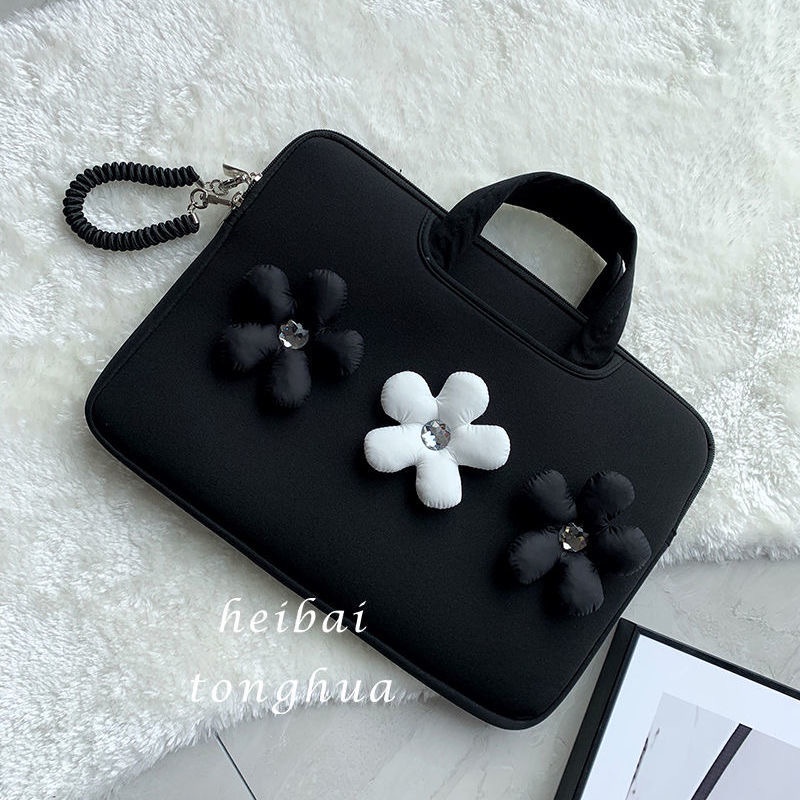 Túi họa tiết hoa trắng đen sang trọng đựng máy tính xách tay 11inch