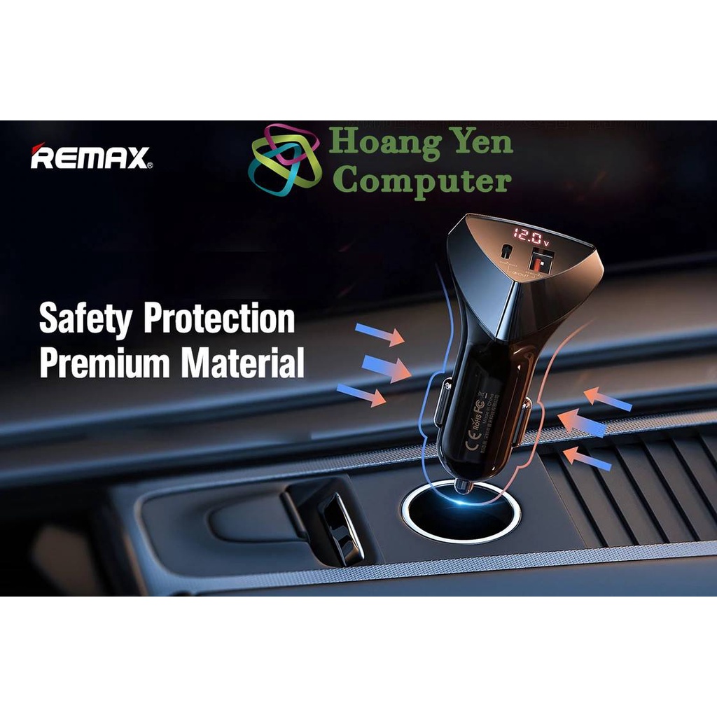 Tẩu Sạc Nhanh Xe Hơi Remax RCC232  | Cốc sạc ô tô - Bảo hành 6 tháng - Hoàng Yến Computer