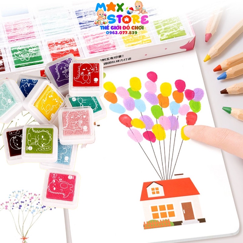 Combo 24 Màu Vẽ Vân Tay DIY Kèm 30 Trang Tranh Vẽ Xinh Xắn Cho Bé Yêu Sáng Tạo Nghệ Thuật