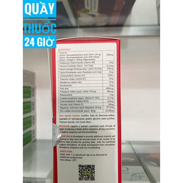 Vitamin bà bầu Provid DHA nhập khẩu chính hãng Úc hộp 30 viên