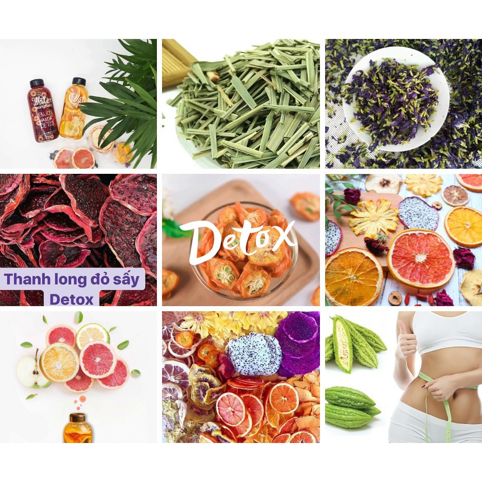 Hoa quả sấy khô set 30 gói trà detox tặng 3 gói đường, không tặng hộp + bình + mật ong + túi vải - ẢNH THẬT