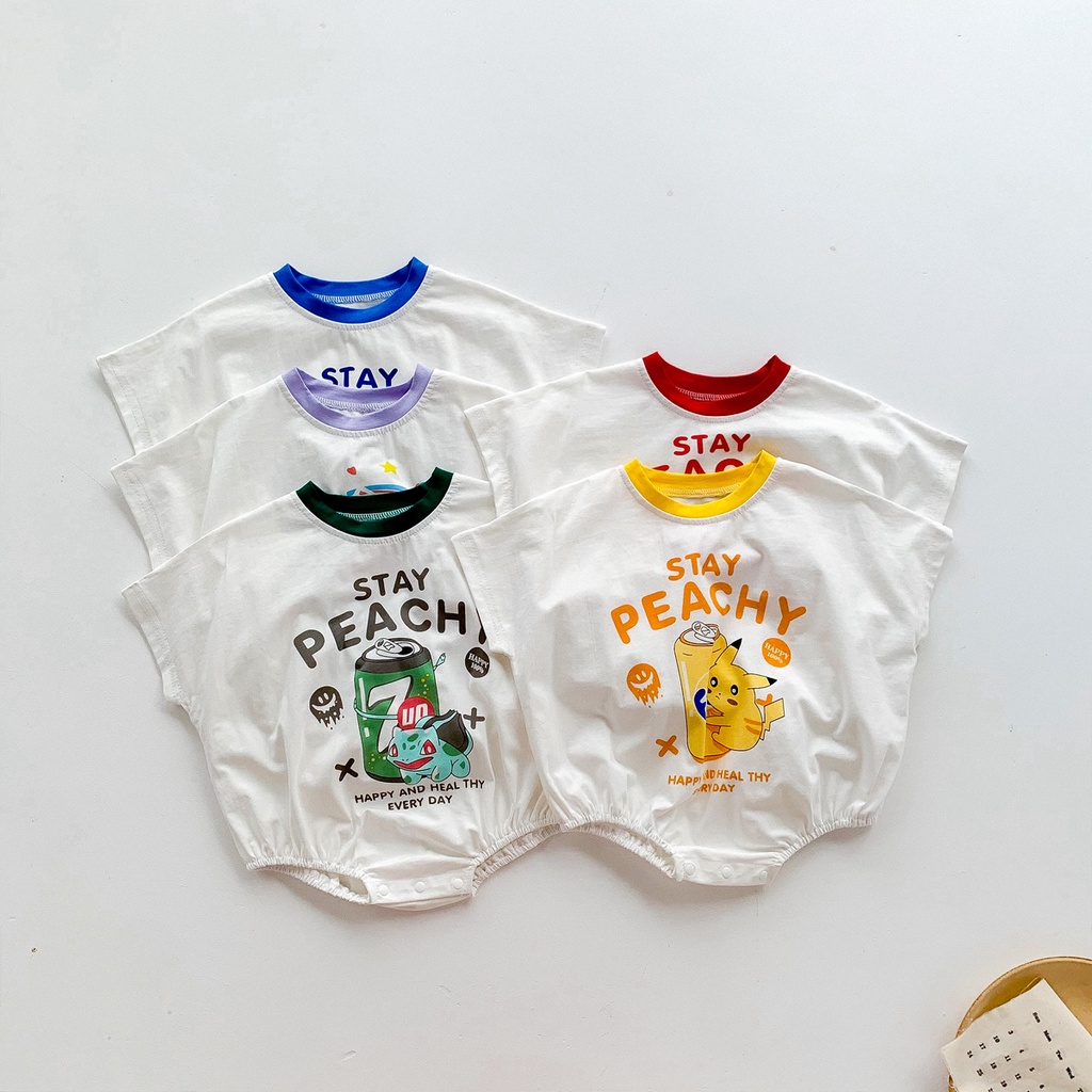 Bộ Áo Liền Quần In Họa Tiết Hoạt Hình Thời Trang Mùa Hè Cho Bé Sơ Sinh