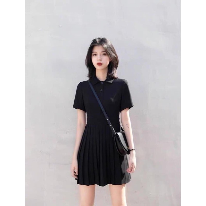 ⚡️POLO LY CHÂN⚡️Đầm polo màu xanh than xếp ly chân | BigBuy360 - bigbuy360.vn