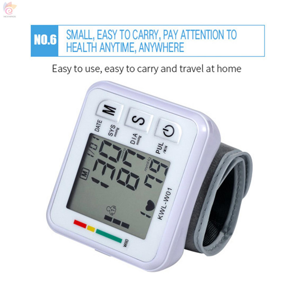 ET Electronic Blood-Pressure Monitor Home Use Wrist Type Sphygmomanometer Digital LCD Blood-Pressure Measurement Meter with Pulse Rate Detection